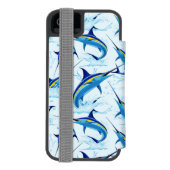 Blauer Marlin springt aus dem Ozean Incipio iPhone Geldbeutel-Hülle (Folio Rückseite)