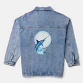 Blauer Marlin springt aus dem Ozean Jeansjacke (Rückseite)