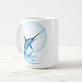 Blauer Marlin springt aus dem Ozean Kaffeetasse (Vorderseite Links)