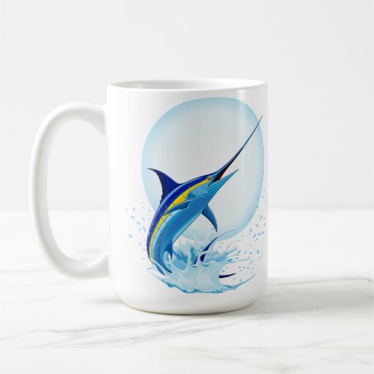 Blauer Marlin springt aus dem Ozean Kaffeetasse (Links)