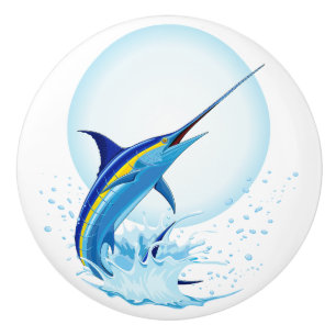 Blauer Marlin springt aus dem Ozean Keramikknauf