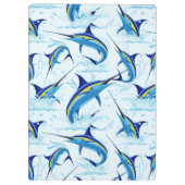 Blauer Marlin springt aus dem Ozean Klemmbrett (Rückseite)