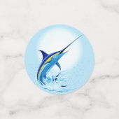 Blauer Marlin springt aus dem Ozean Konfetti (Klein Vorderseite)