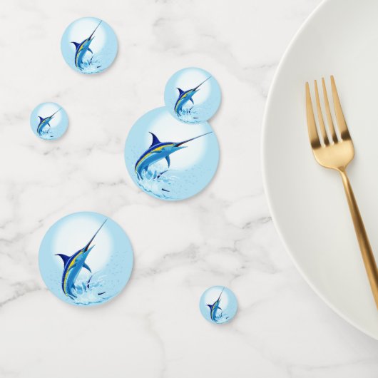 Blauer Marlin springt aus dem Ozean Konfetti (Gruppe)