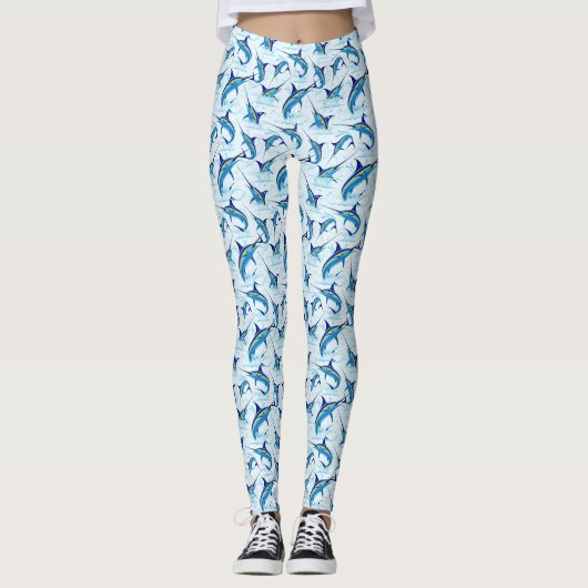 Blauer Marlin springt aus dem Ozean Leggings (Vorderseite)