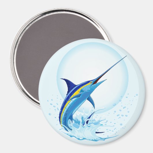 Blauer Marlin springt aus dem Ozean Magnet (Vorderseite/Rückseite)
