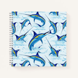 Blauer Marlin springt aus dem Ozean Notizblock