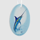 Blauer Marlin springt aus dem Ozean Ornament (Vorderseite)