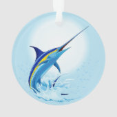 Blauer Marlin springt aus dem Ozean Ornament (Rückseite)
