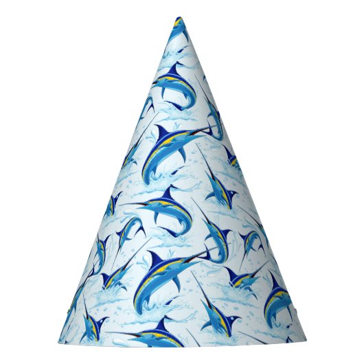 Blauer Marlin springt aus dem Ozean Partyhütchen (Vorderseite)