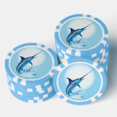 Blauer Marlin springt aus dem Ozean Pokerchips (Stapel)