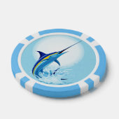 Blauer Marlin springt aus dem Ozean Pokerchips (Einzeln)