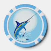 Blauer Marlin springt aus dem Ozean Pokerchips (Rückseite)