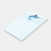 Blauer Marlin springt aus dem Ozean Post-it Klebezettel (angewinkelt)