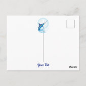 Blauer Marlin springt aus dem Ozean Postkarte (Rückseite)