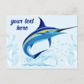 Blauer Marlin springt aus dem Ozean Postkarte (Vorderseite)