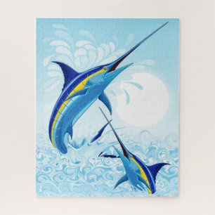 Blauer Marlin springt aus dem Ozean Puzzle