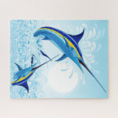 Blauer Marlin springt aus dem Ozean Puzzle (Horizontal)
