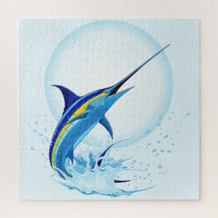 Blauer Marlin springt aus dem Ozean Puzzle