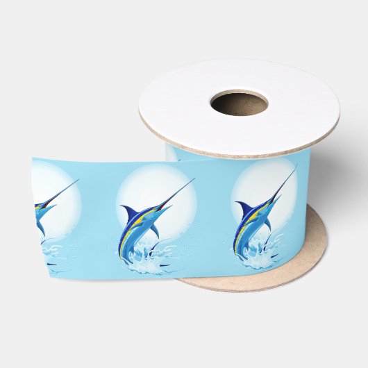 Blauer Marlin springt aus dem Ozean Satinband (Spule)