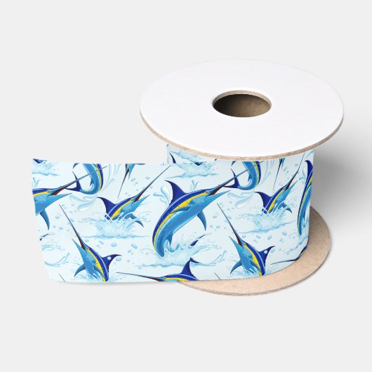 Blauer Marlin springt aus dem Ozean Satinband (Spule)