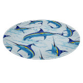 Blauer Marlin springt aus dem Ozean Schneidebrett (Ecke)