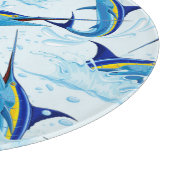 Blauer Marlin springt aus dem Ozean Schneidebrett (Ecke)