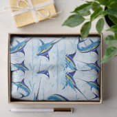 Blauer Marlin springt aus dem Ozean Seidenpapier (Geschenk)
