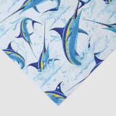 Blauer Marlin springt aus dem Ozean Seidenpapier (Detail)