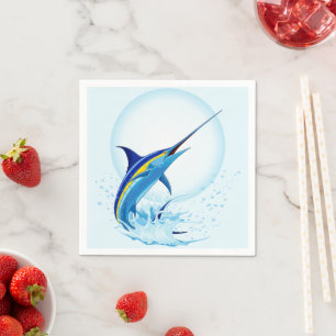 Blauer Marlin springt aus dem Ozean Serviette