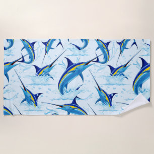 Blauer Marlin springt aus dem Ozean Strandtuch