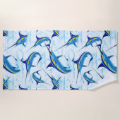 Blauer Marlin springt aus dem Ozean Strandtuch (Vorderseite)