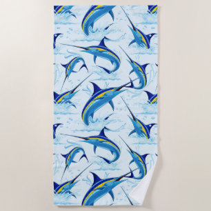 Blauer Marlin springt aus dem Ozean Strandtuch