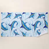 Blauer Marlin springt aus dem Ozean Strandtuch (Vorderseite)