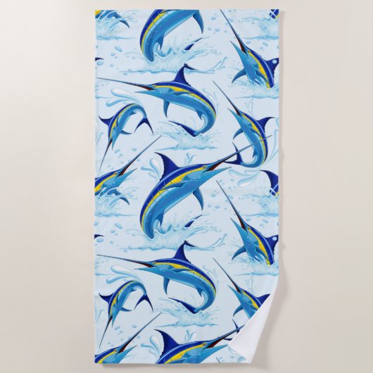 Blauer Marlin springt aus dem Ozean Strandtuch (Vorderseite)