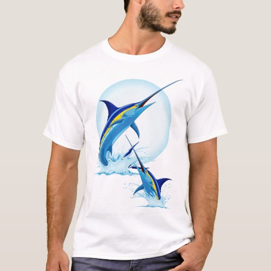 Blauer Marlin springt aus dem Ozean T-Shirt (Vorderseite)