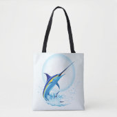 Blauer Marlin springt aus dem Ozean Tasche (Vorderseite)