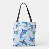 Blauer Marlin springt aus dem Ozean Tasche (Rückseite)