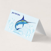 Blauer Marlin springt aus dem Ozean Visitenkarten (Rückseite)