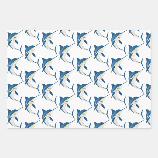 Blauer Marlin Wrapping Paper Flat Sheet Set 3 Geschenkpapier Set (Vorderseite 3)