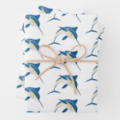 Blauer Marlin Wrapping Paper Flat Sheet Set 3 Geschenkpapier Set (Beispiel)