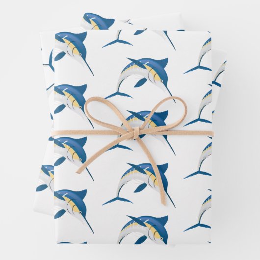 Blauer Marlin Wrapping Paper Flat Sheet Set 3 Geschenkpapier Set (Beispiel)