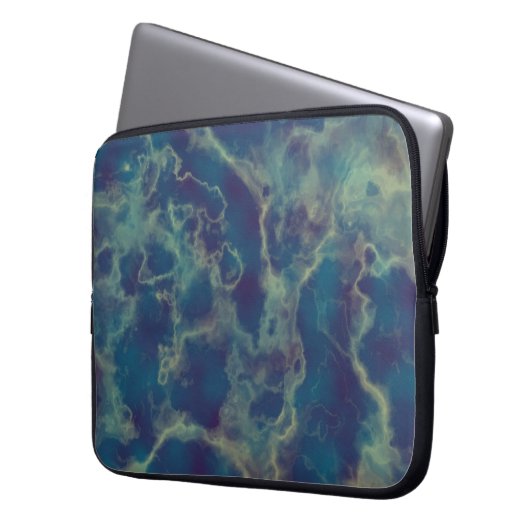 Blauer Marmor 2 Laptopschutzhülle (Vorderseite Links)
