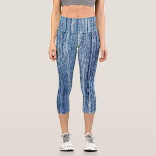 Blauer Marmor Capri Leggings