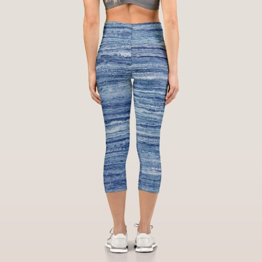 Blauer Marmor Capri Leggings (Rückseite)