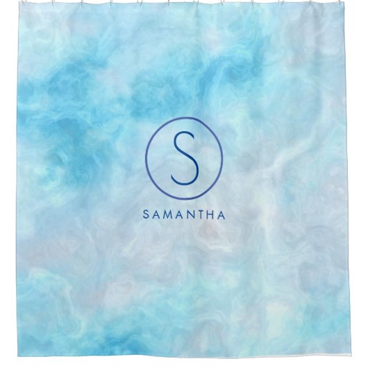 Blauer Marmor Duschvorhang (Vorderseite)