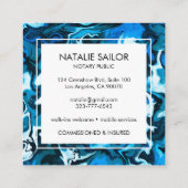 Blauer Marmor Einzigartiger Minimaler Moderner Not Quadratische Visitenkarte (Rückseite)