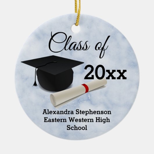 Blauer Marmor für Graduiertenkap Keramik Ornament (Vorne)