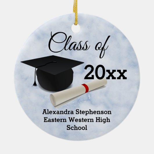 Blauer Marmor für Graduiertenkap Keramik Ornament (Hinten)