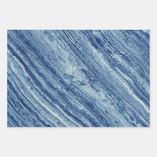 Blauer Marmor Geschenkpapier Set (Vorderseite 3)